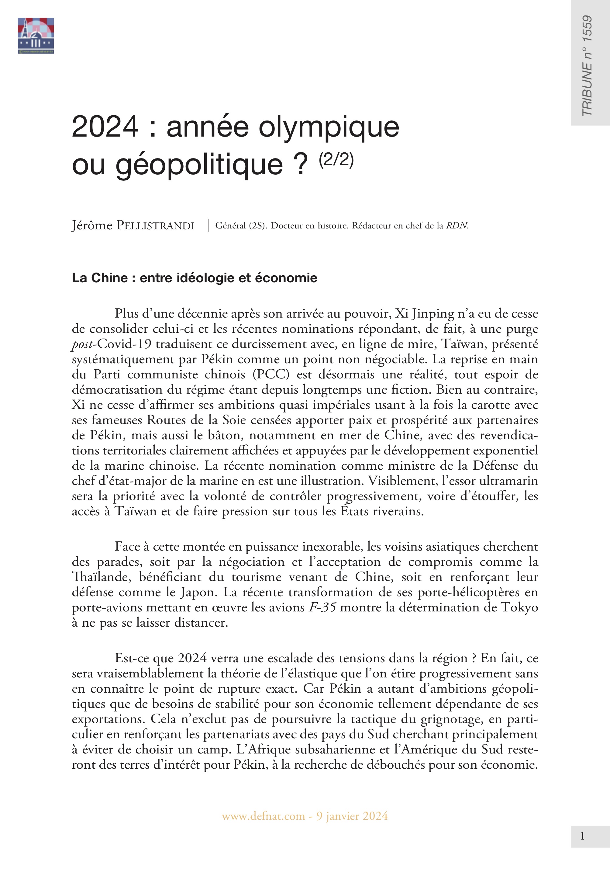 2024 : année olympique ou géopolitique ? (2/2) (T 1559)
